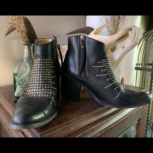 Studded Western Leather Booties